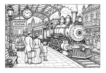 Load image into Gallery viewer, All Aboard The Great Train Express Coloring Book