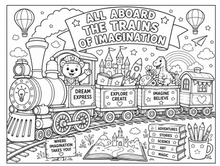 Load image into Gallery viewer, Trains Of Imagination Coloring Book
